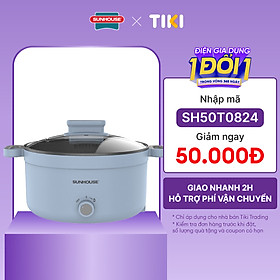 Lẩu điện Sunhouse SHD4528, Công suất 1200W, Dung tích 3.5 lít, Lòng nồi inox phủ chống dính cao cấp, Bảo hành 12 tháng