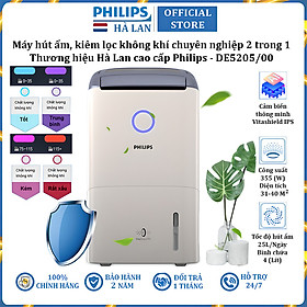 Máy Lọc Không Khí Và Hút Ẩm Thương Hiệu Cao Cấp Philips DE5205/00 - Công suất: 355W - Hàng Nhập Khẩu