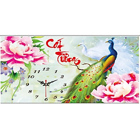 Mua Tranh thêu đồng hồ chữ thập đôi công cát tường ( chưa thêu)-X8141