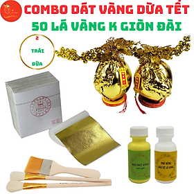 Mua  SIÊU HOT  Combo Dát vàng 2 trái dừa chưng Tết 50 lá K GIÒN ĐÀI đẹp nhất trong các loại lá dát vàng