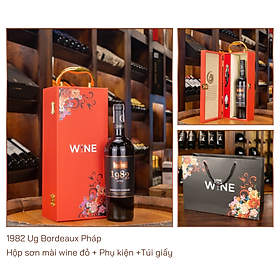 Hộp sơn mài wine đỏ 1 chai 1982 UG Bordeaux Pháp