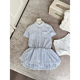 Váy cổ sơ mi kẻ bo chun siêu HOT