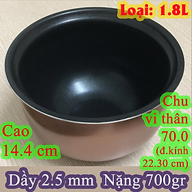 Mua Lòng nồi cơm điện Hàng chính hãng-Hàng nhập khẩu (ruột nồi cơm điện) 1.8 L – Đáy Cong Oval (nồi cơm niêu-mâm cong) chống dính đen  bên ngoài mạ đồng diệt khuẩn nặng 700 gr