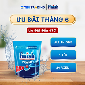 Viên Rửa Chén Bát Finish Powerball All In One Túi 24V x10 sức mạnh vượt trội - 1 Túi 24v
