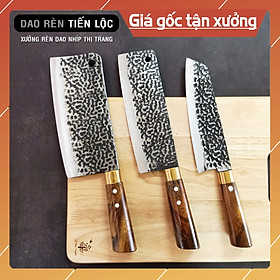 Mua Bộ 3 Dao Nhà Bếp (Chặt-Thái-Lọc) Thép Nhíp Dập Vân 2 Mặt Kháng Rỉ Tốt - Cán Gỗ Cẩm