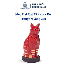 Mua Mèo Đại Cát 17.4 cm - Đỏ - Trang trí vàng - Gốm sứ cao cấp Minh Long