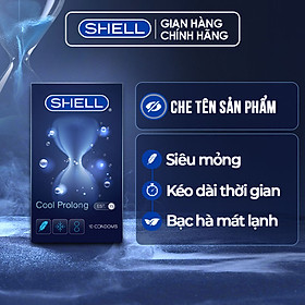 Bao cao su shell cool prolong kéo dài thời gian, bạc hà mát lạnh - hộp 10 cái | shell chính hãng