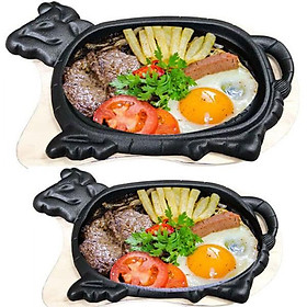 Mua Bộ 2 Chảo Gang Bò Né Kèm 2 Đế Gỗ Loại Dày HVNCLC