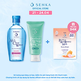 Bộ sản phẩm làm sạch dịu nhẹ dành cho da mụn Senka