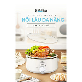(NEW MODEL) Nồi Lẩu Điện Đa Năng 5L Haatz HEH508 Nấu Lẩu Xào Rán, Lòng Gốm Chống Dính Tháo Rời - Hàng Chính Hãng