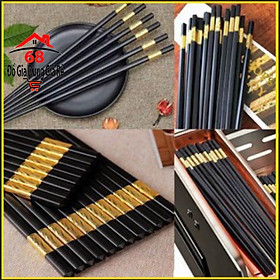 Mua Đũa hợp kim mạ vàng hộp 10 đôi phong cách Hàn Quốc hàng cao cấp chống trơn trượt chống mốc  chịu nhiệt cao