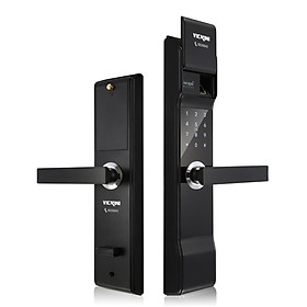 Khóa cửa điện tử VICKINI 39812.001 OBP đen mờ. Mở bằng Vân tay, mật mã, thẻ từ, chìa cơ. Hàng chính hãng