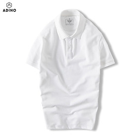 Áo polo nam ADINO màu trắng phối viền chìm vải cotton co giãn dáng công sở slimfit hơi ôm trẻ trung AP81