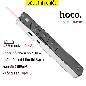 Mua Bút trình chiếu pin sạc lazer đỏ dùng cho thuyết trình cổng sạc Type C dung lượng pin 180mAh Hoco Gm202 _ Hàng chính hãng