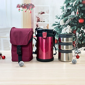 Bộ Hộp Cơm Giữ Nhiệt Easy Take Lunch Box Lock&Lock LHC8034 2000ml - Đỏ