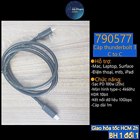 Mua Cáp Type-c (Thunderbolt 3) dài 1m hỗ trợ sạc PD 60w  4k60hz  HDR 10 có hỗ trợ Thunderbolt 4 kết nối màn hình Type-c