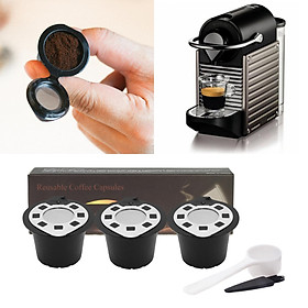 Pack of 3 Coffee Capsules Set for Machines,Metal Lid with Strong Durable