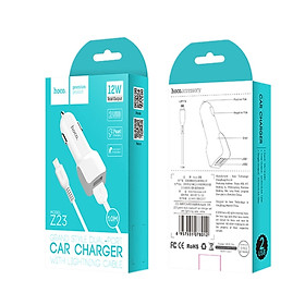 Mua Bộ Tẩu oto kèm cáp sạc Lightning Hoco Z23- hàng chính hãng (trắng)