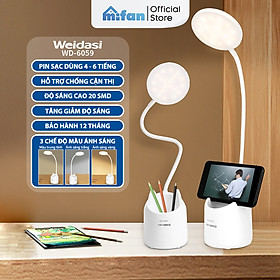 Mua Đèn học để bàn chống cận tích điện Weidasi 6059 - LED 3 màu thay đổi độ sáng giúp bảo vệ mắt đọc sách làm việc - Thân mềm xoay linh hoạt