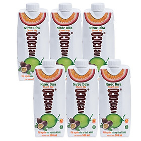 Combo 6 Hộp Nước dừa - chanh dây Vietcoco hộp 500ml