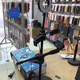 Mua Đèn Live Stream 4in1 Để Bàn Có Chân Đỡ Micro LivesTream Hai Điện Thoại - Bộ Giá Đỡ Điện Thoại Livestream