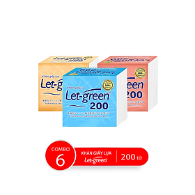 Combo 6 Bao Khăn Giấy Lụa Let-green, 200 tờ/bao