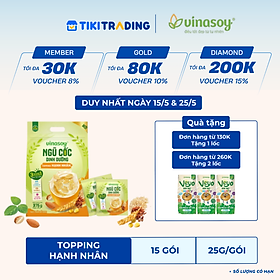 Túi ngũ cốc dinh dưỡng Vinasoy - Topping Hạnh Nhân (15 gói x 25g)