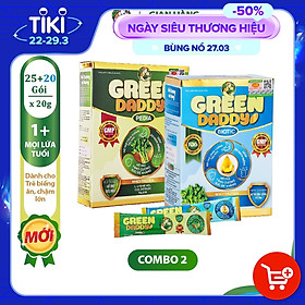 Bộ đôi Sữa bột, Sữa non non tinh chất rau củ Green Daddy Pedia (hộp 25 gói x 20g)  và Biotic (hộp 20 gói x 20g) hỗ trợ bé ăn ngon, giảm táo bón, tiêu hóa tốt