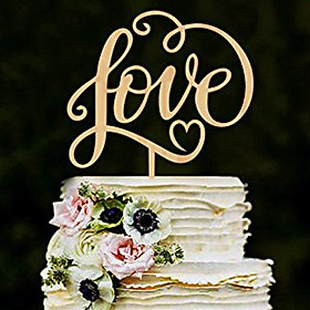 Rustic Wooden LOVE Cake Topper for Wedding Engagement Party Decoration