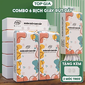 Giấy vệ sinh treo tường TopGia thùng 6 bịch đa sắc làm từ bột gỗ nguyên chất, 1280 tờ 4 lớp siêu dai cao cấp