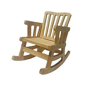 Simulation Mini Wooden Rocking Chair Miniature Wooden Chair Furniture Crafts Model for 1/6 Doll Bedroom Dollhouse Accessories
