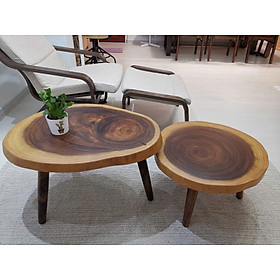 Bàn Trà Kiểu Thấp Gỗ Me Tây Nguyên Tấm KOHAFU - Đường Kính (50-60)cm
