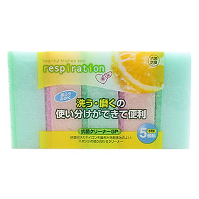 Mua Set 5 Miếng Xốp Rửa Bát 1 Mặt Ráp - Nội Địa Nhật Bản