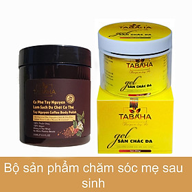 Combo Kem tan mỡ bụng 250g và Tẩy da chết cà phê Tây Nguyên 250ml TABAHA giúp mẹ sau sinh đẹp da chuẩn dáng