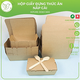Mua 10 Hộp Kraft nắp đậy đựng gà rán  khoai tây  đựng thức ăn chịu nhiệt an toàn