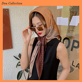 Khăn Lụa Vuông Làm Aó Yếm, Quàng Đầu Hottren Họa Tiết Chấm Bi - Chất Liệu Chiffon - 90x90cm - Mã KL062