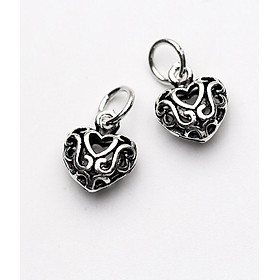 Combo 2 cái charm bạc hình trái tim treo - Ngọc Quý Gemstones