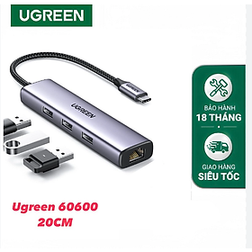 Mua Bộ chuyển USB 3.0 sang 3 cổng USB + RJ45 Giagabit Ugreen 60600 dài 20CM Màu Xám CM475 Hàng chính hãng