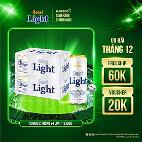 Combo 2 Thùng Bia Hanoi Light - Thùng 24 lon 330ml