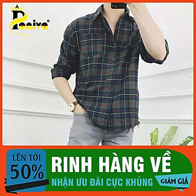 Áo Sơ Mi Nam Dài Tay Phối Caro Không Lên Lai