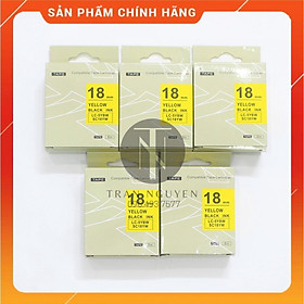 Mua  Combo 5 cuộn  Nhãn in Tepra SC18YW (LC-5YBW) - Chữ đen nền vàng 18mm x 8m - Hàng nhập khẩu