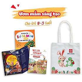 Combo 3 Cuốn (Sách Chiếu Bóng Thần Kỳ - Ba Chú Heo Con + Bóc Dán Thông Minh - Luyện Tay Thật Khéo, Luyện Mắt Thật Tinh - Thế Giới Quanh Em + Bé Tô Màu (2-6+) - Các Loài Động Vật T1 ) + Túi Vải 3 (0-3T)