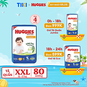 Tã/bỉm quần HUGGIES SKINCARE MEGA JUMBO size XXL 76+4 miếng