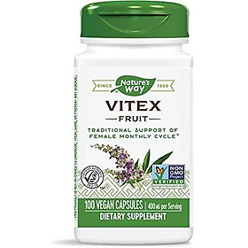 Nature's Way Vitex; 400 mg; Non-GMO Project Verified; TRU-ID Certified; 100 Vegetarian Capsules, Pack of 2