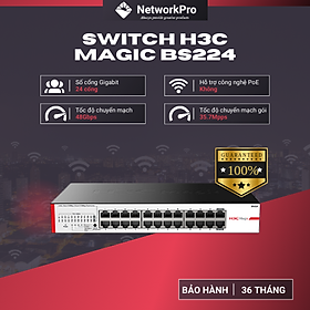Bộ Chia Mạng Switch Để Bàn H3C BS224 Hàng Chính Hãng 24 Cổng Gigabit, Tốc Độ 48Gbps
