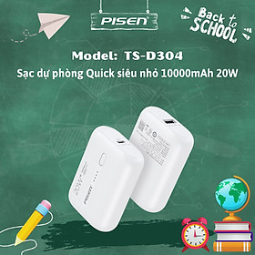 Sạc dự phòng PisenQuick Mini QP20 10000mAh , công suất 20w, nhỏ gọn