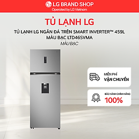 [Chỉ giao Miền Bắc/Nam] Tủ lạnh LG ngăn đá trên Smart Inverter 459L màu bạc LTD46SVMA - Hàng Chính Hãng