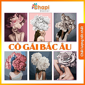 Mua Tranh tô màu số hóa Chapi Cô Gái Nghệ Thuật Bắc Âu KT 40x50cm đã cằng khung  Có dầu bóng
