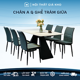 Mua Bàn ăn mặt đá ceramic chống trầy xước  chống ố vàng kết hợp 4 ghế 6 ghế 8 ghế trám giữa