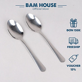 Muỗng inox trà bánh Bam House cán ngắn trơn dày sáng bóng cao cấp MRH05 - Muỗng ăn bánh Muỗng cà phê ngắn Muong inox